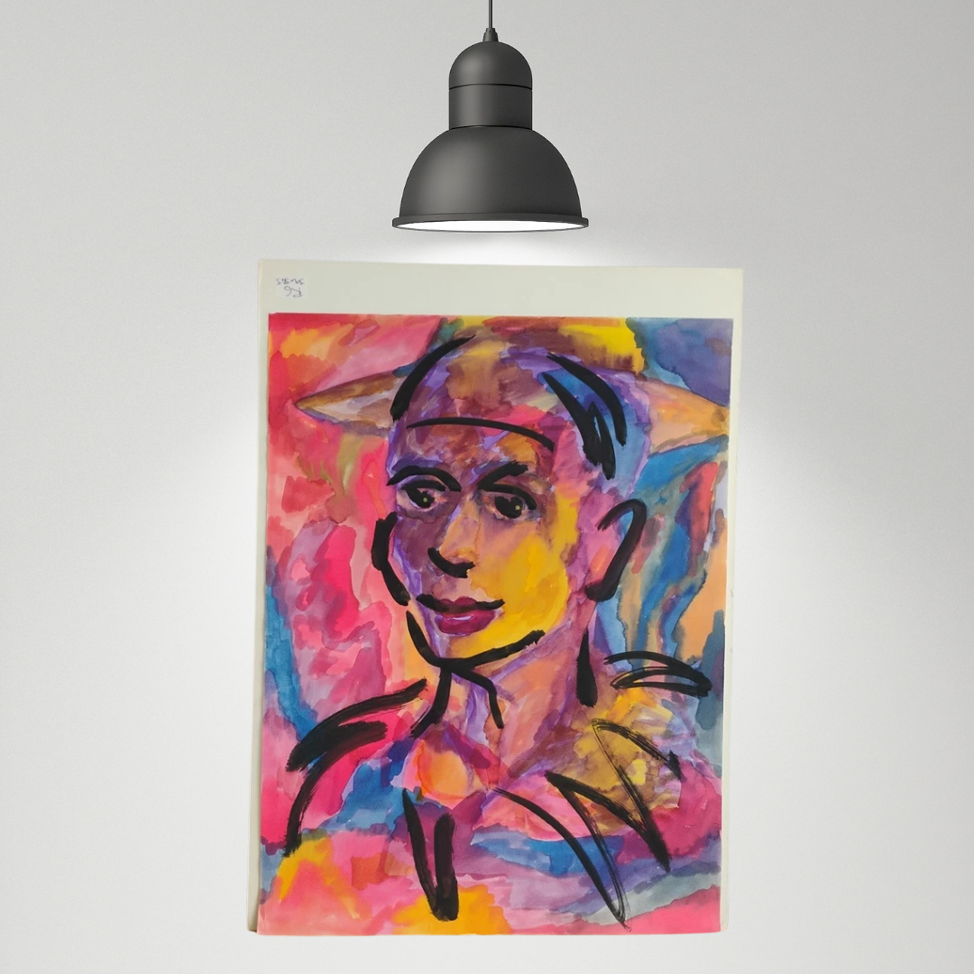 Bold Portrait Painting Bright Pink Broad Strokes Art Face