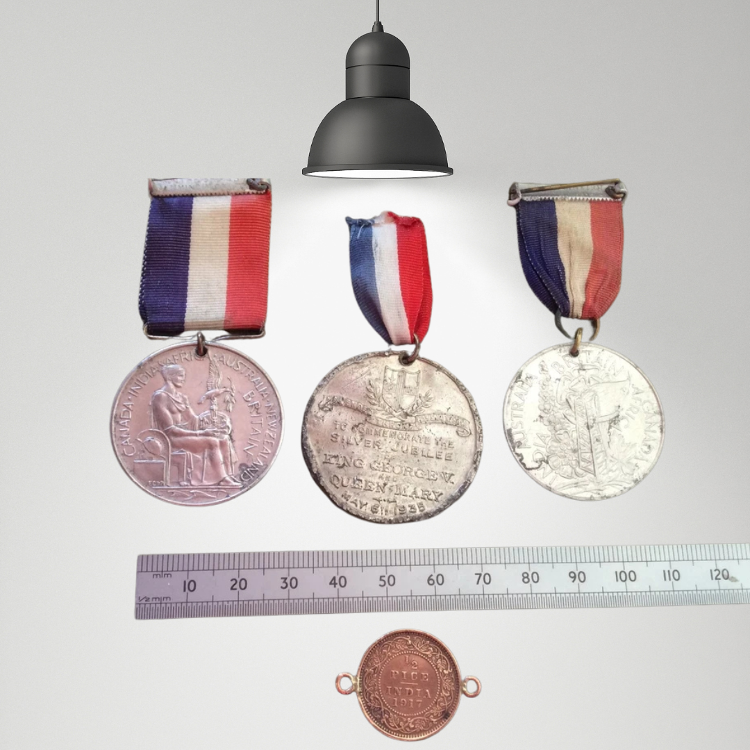 British Royal Antique Coronation & Jubilee Medals With Ribbons Geo V