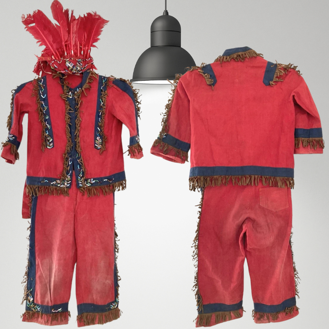 Antique American 1920s f.A.O Schwarz Children’s Dressing Native American Playset