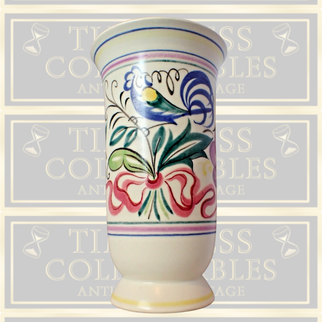 Vintage Large Poole Pottery Cockatoo Pattern Vase