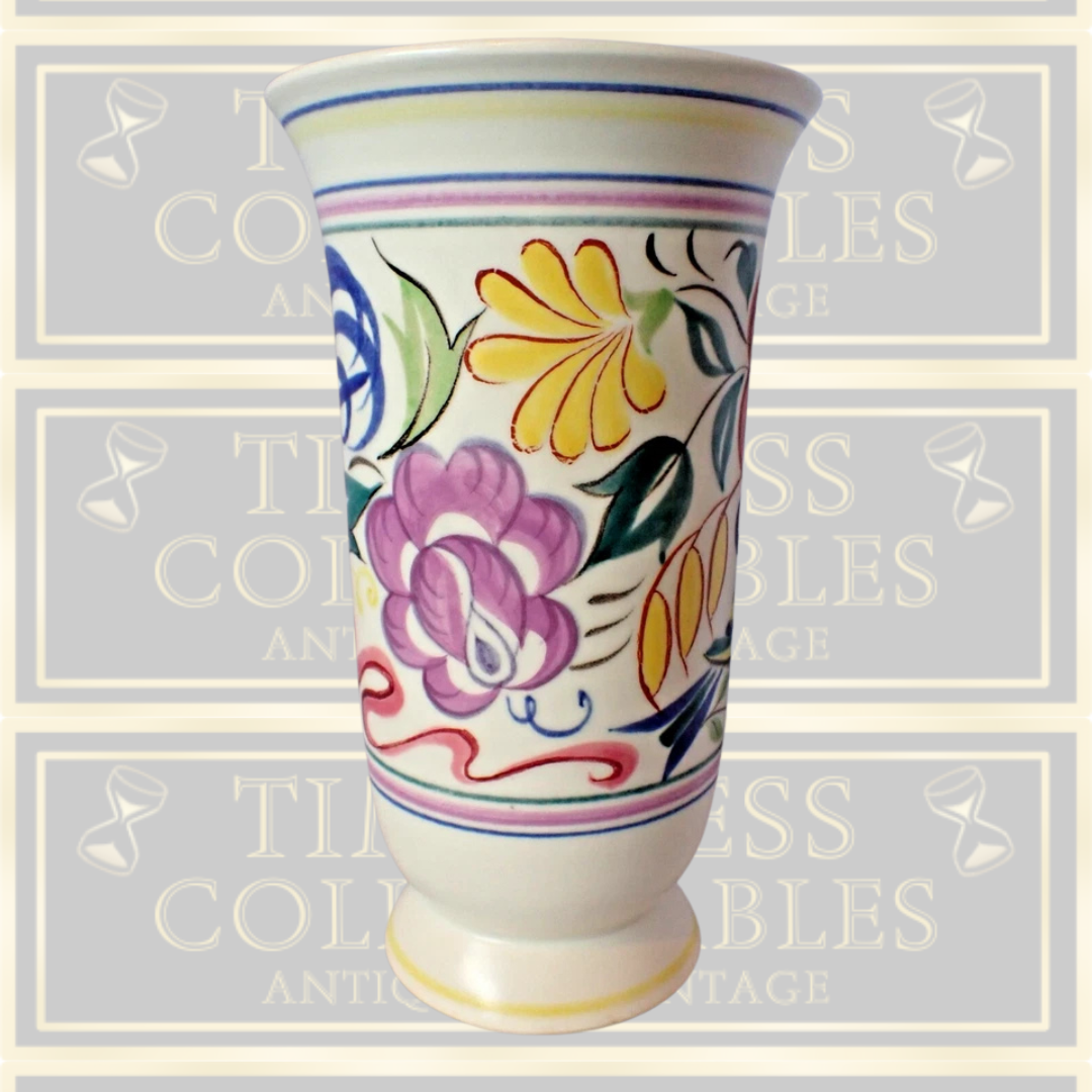 Vintage Large Poole Pottery Cockatoo Pattern Vase