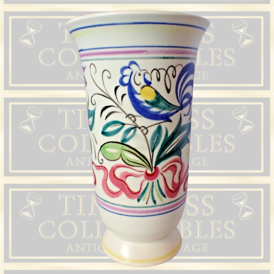 Vintage Large Poole Pottery Cockatoo Pattern Vase