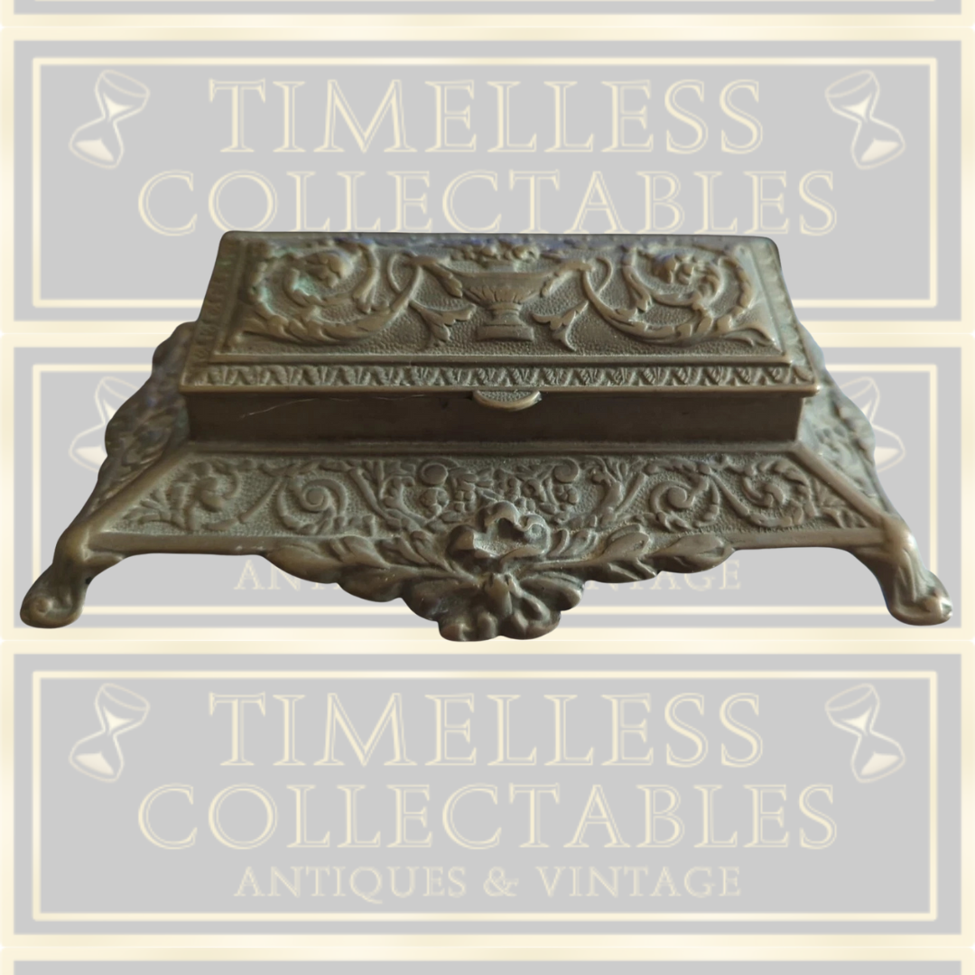 Antique Brass Art Nouvous Desk Stamp Box