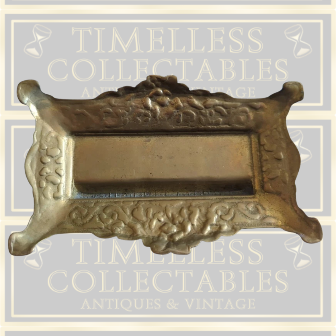 Antique Brass Art Nouvous Desk Stamp Box
