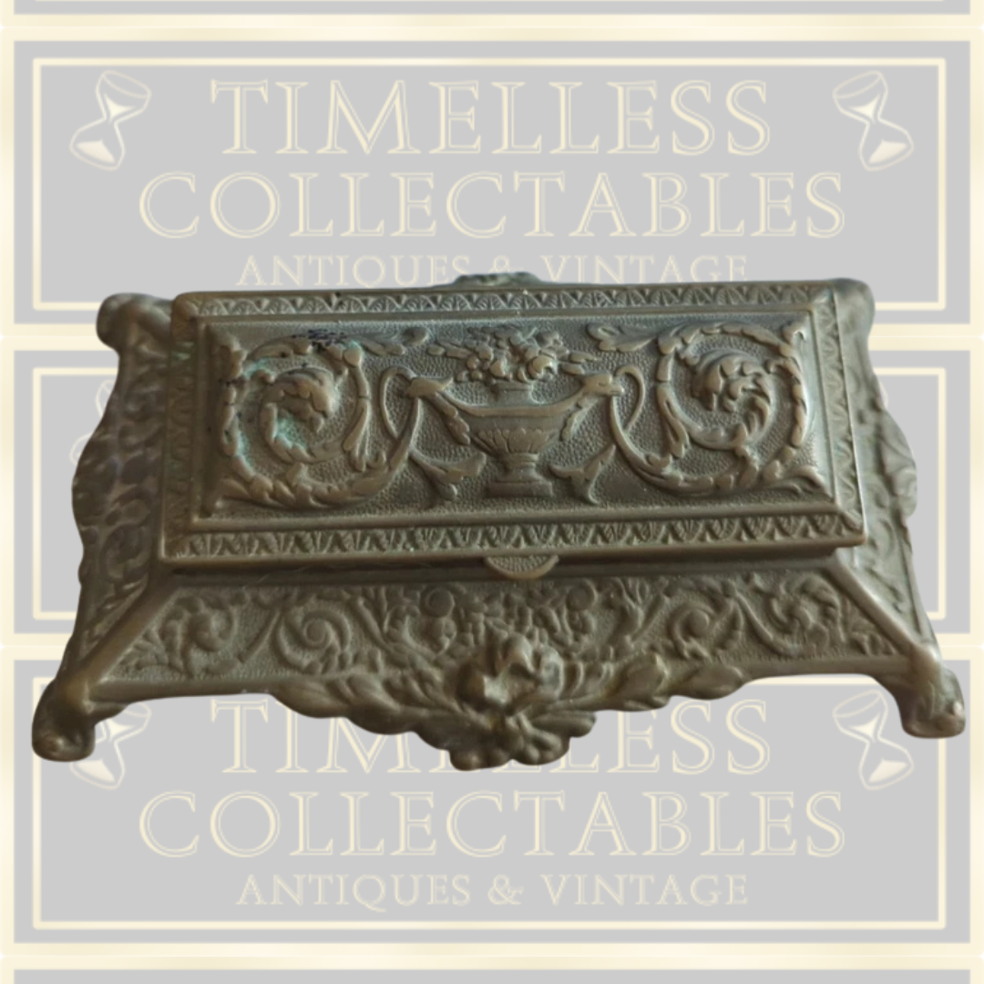 Antique Brass Art Nouvous Desk Stamp Box