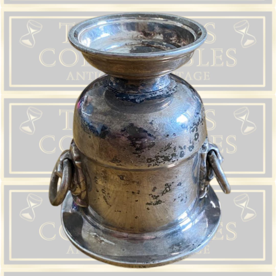 Pair Vintage Viners Of Sheffield Silver Plated Lion Head Ringed Small Urn/Eggcup's