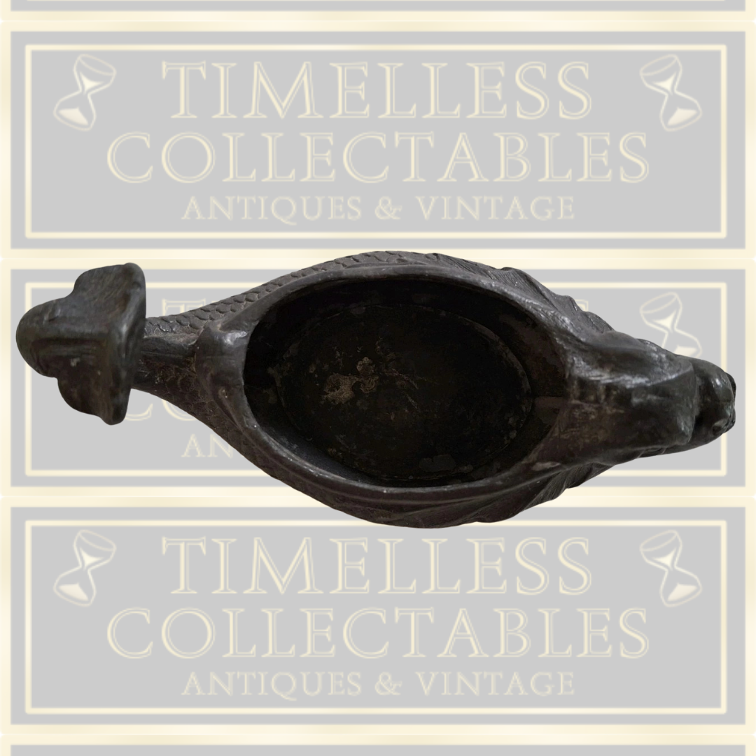 Antique Pewter Fish Pap boat Invalid Feeder