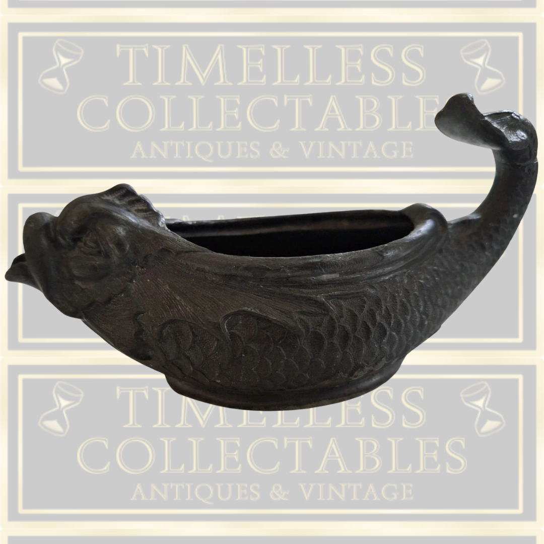 Antique Pewter Fish Pap boat Invalid Feeder