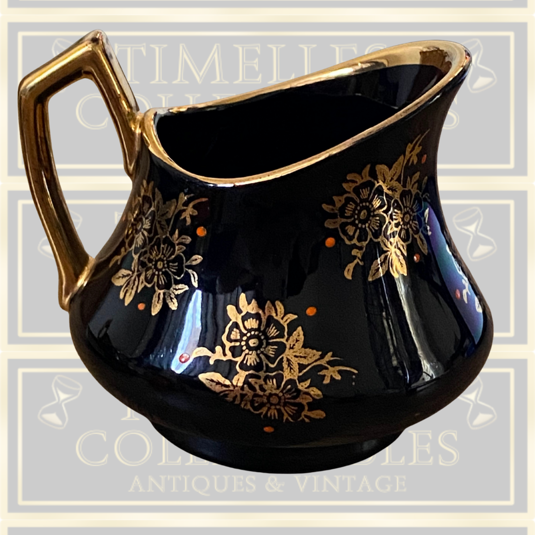Vintage Black Cream And Sugar Set