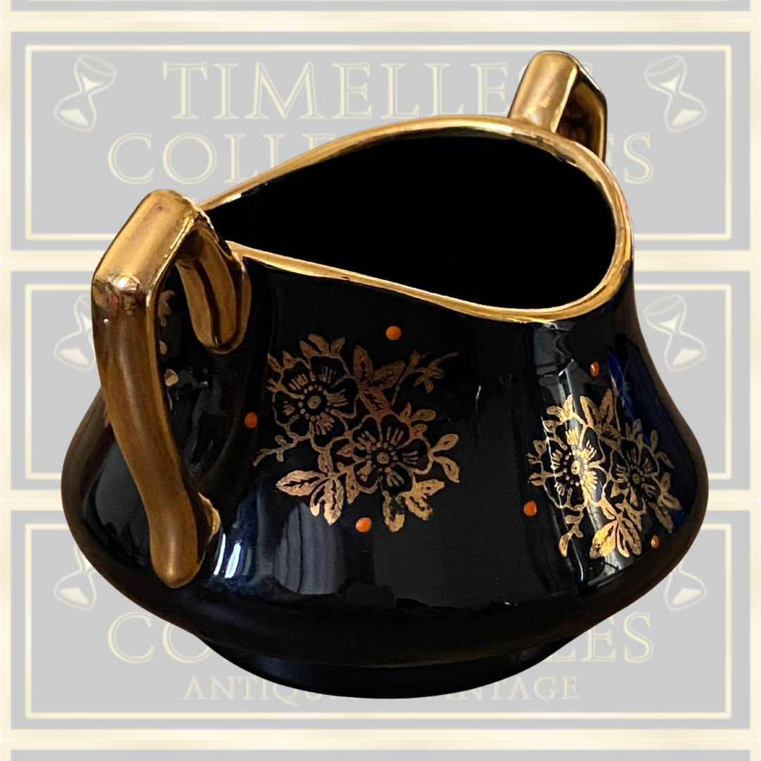 Vintage Black Cream And Sugar Set