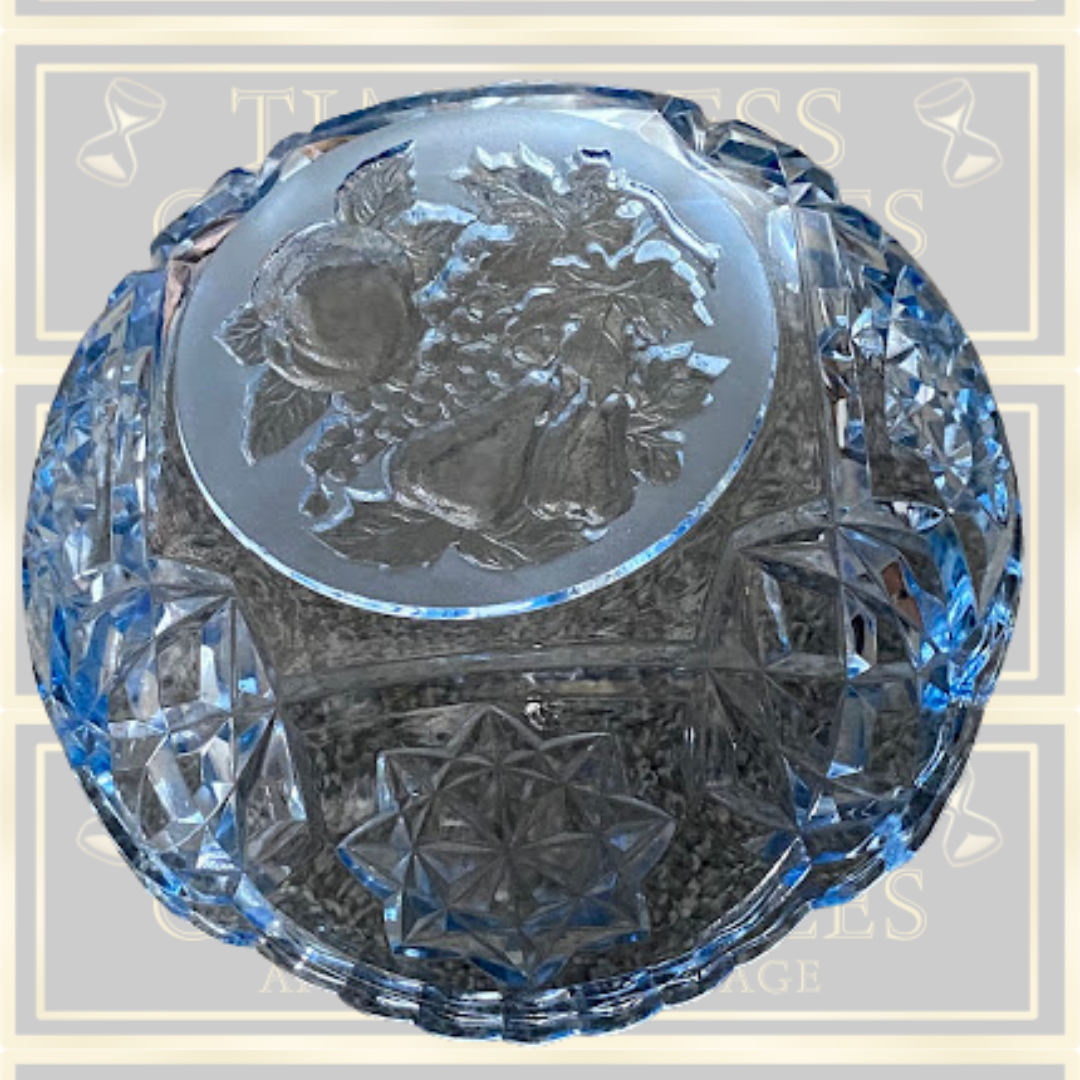 Vintage Light Blue Glass Fruit Bowl