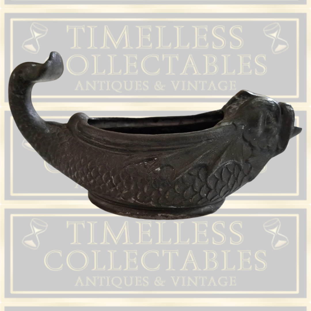 Antique Pewter Fish Pap boat Invalid Feeder