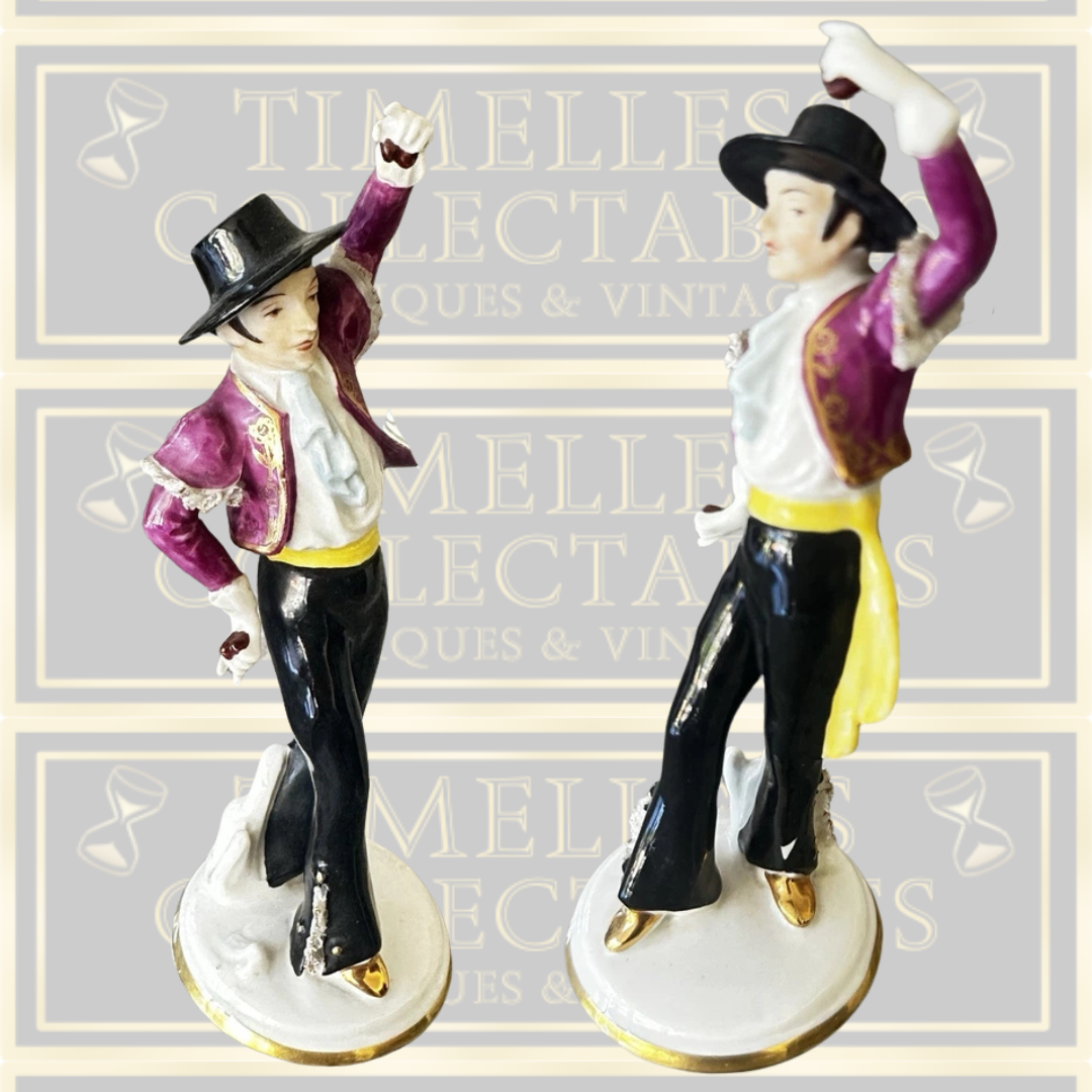 Two Vintage Dresden Lace Bullfighter And Flamenco Dancer
