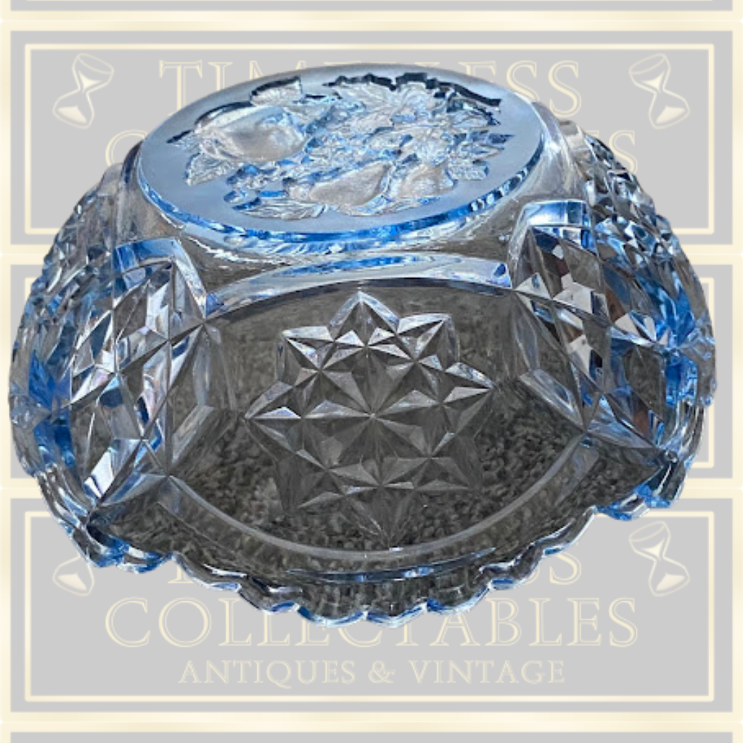 Vintage Light Blue Glass Fruit Bowl
