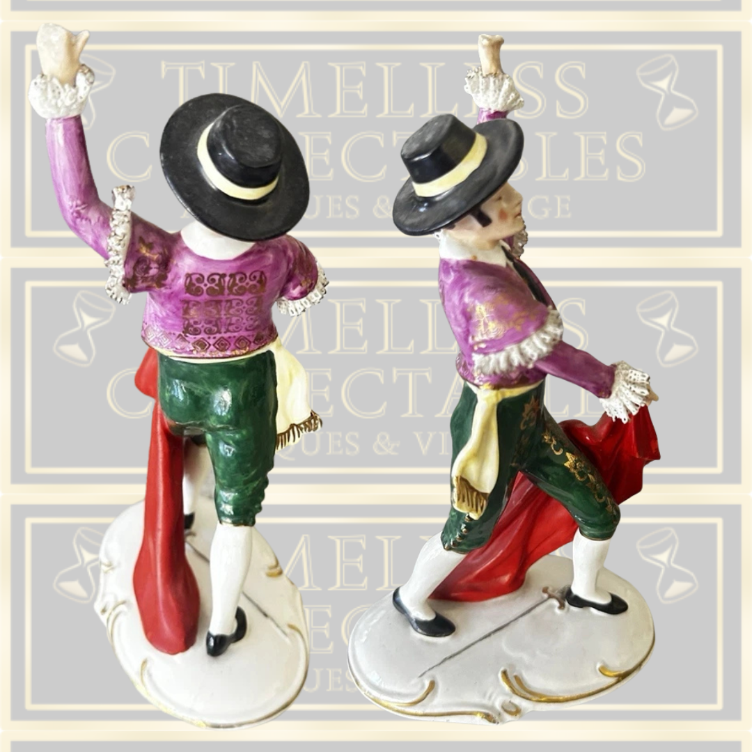 Two Vintage Dresden Lace Bullfighter And Flamenco Dancer