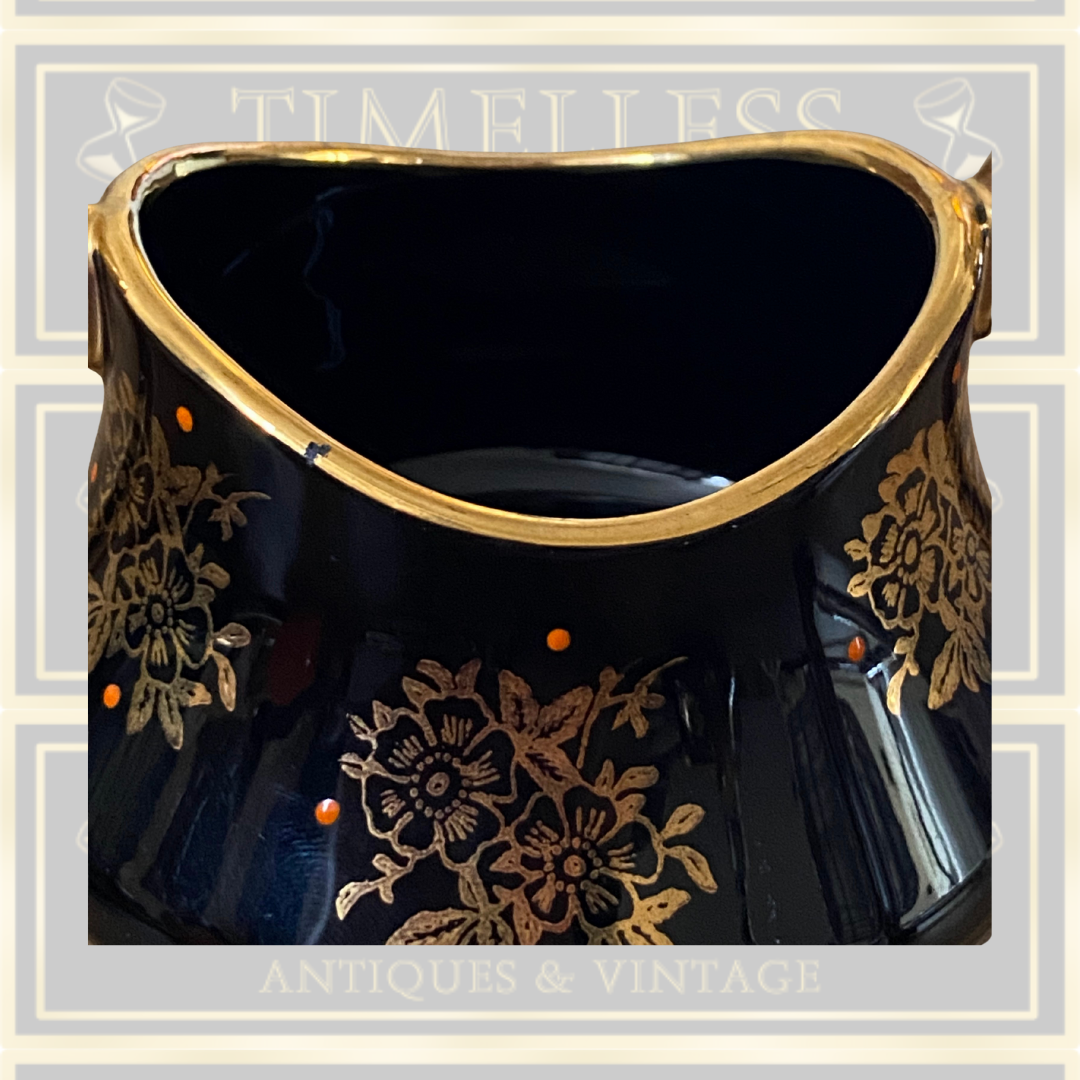 Vintage Black Cream And Sugar Set