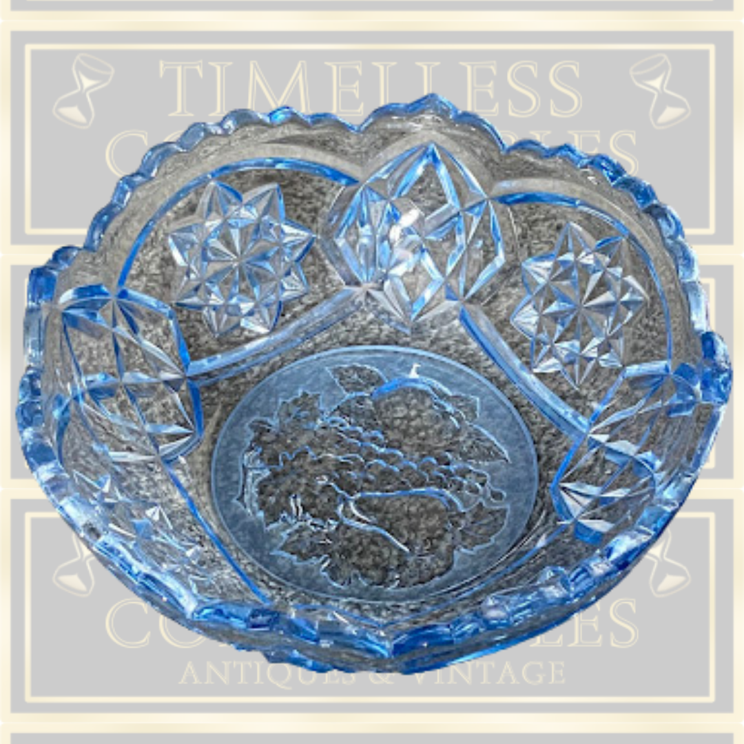 Vintage Light Blue Glass Fruit Bowl