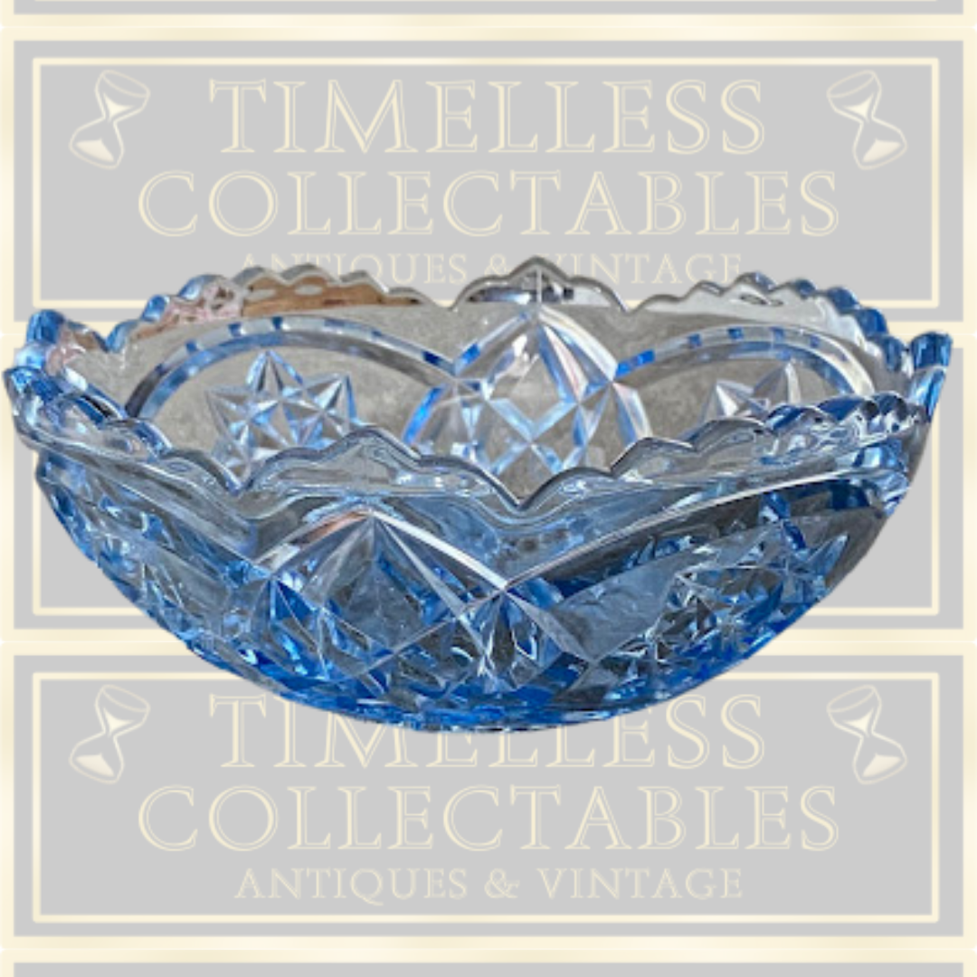 Vintage Light Blue Glass Fruit Bowl