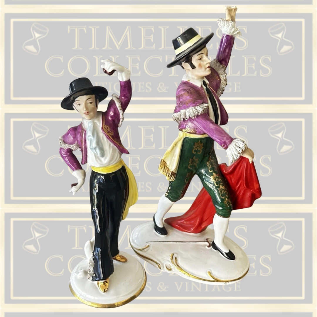 Two Vintage Dresden Lace Bullfighter And Flamenco Dancer