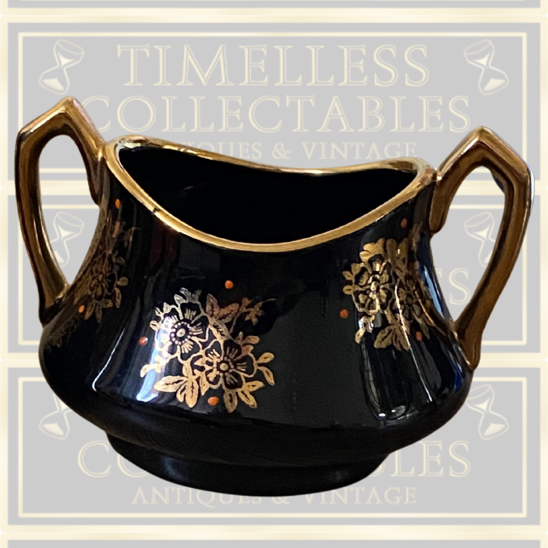Vintage Black Cream And Sugar Set