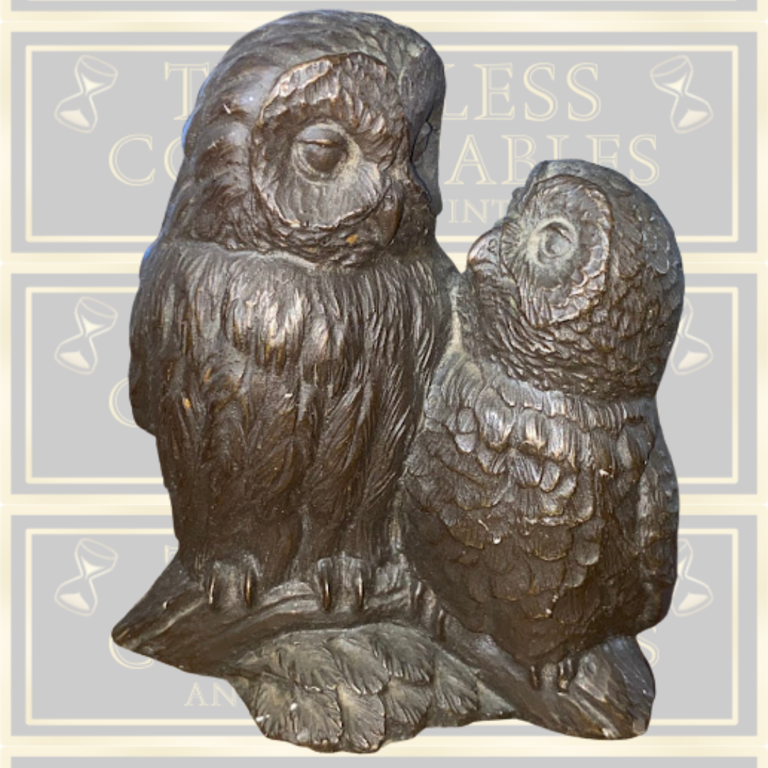 Vintage Menton Manor Cold Cast Bronze Owl & Owlet