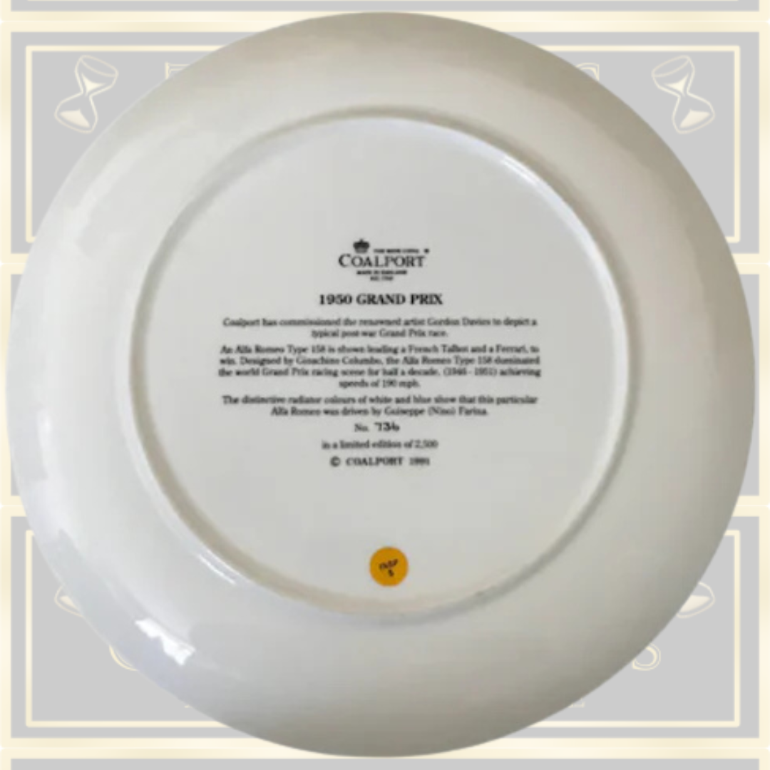 Vintage Coalport Racing Ferrari Plate