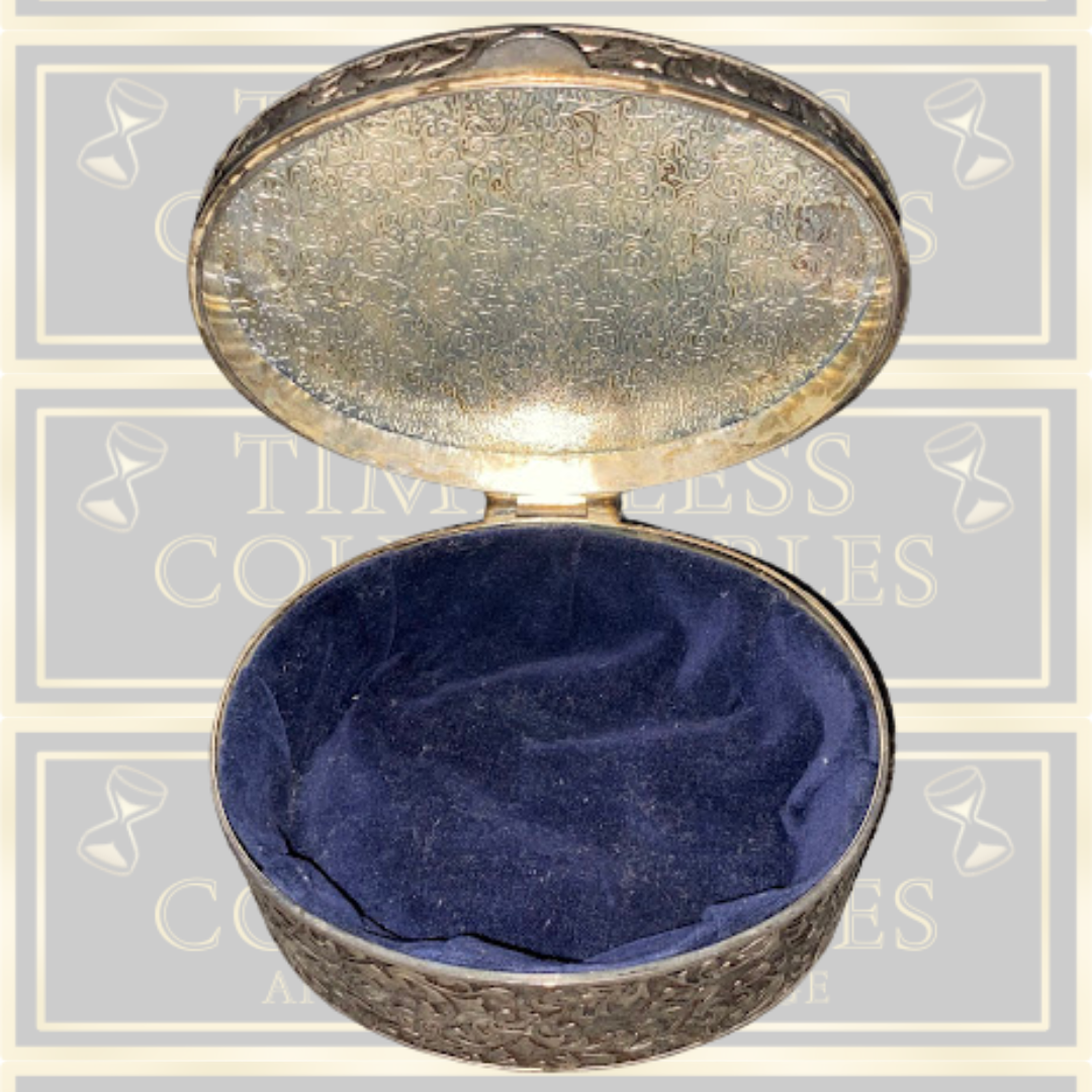 vintage large silver plate oval jewellery casket