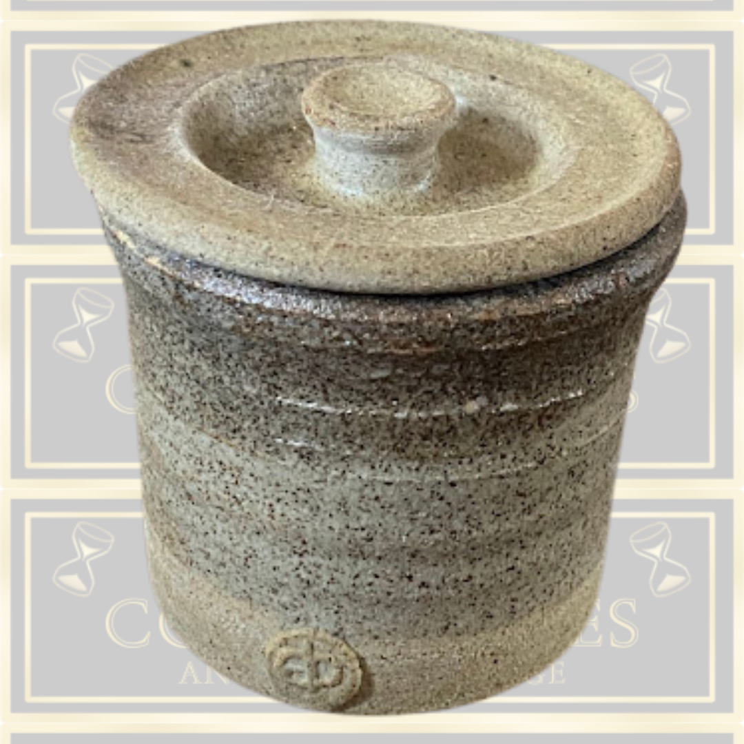 Vintage Small Stoneware Lidded Canister