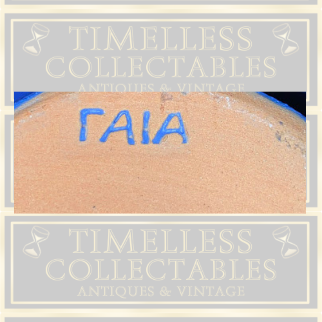 Vintage Gaia (Raia) Greece Art Studio Pottery Two Tone Ocean Blue Sky Glazed