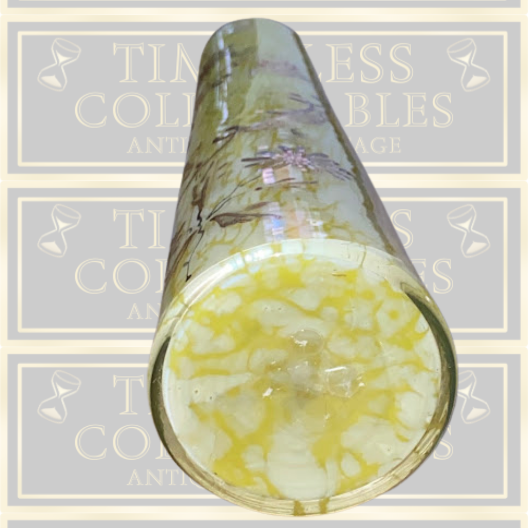 Antique Franz Welz Yellow White Splatter Glass Uranium