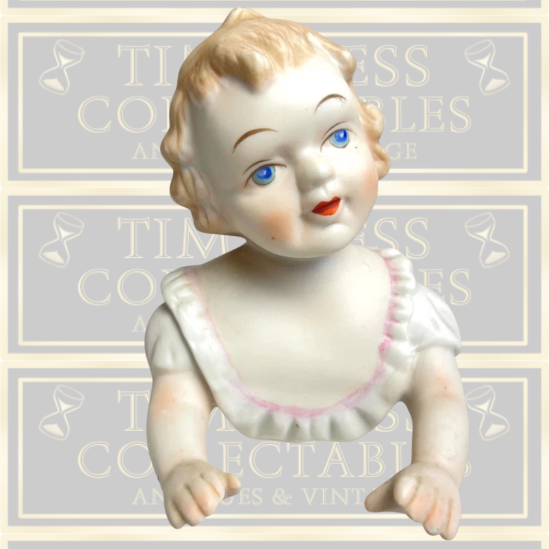 Vintage Pair Large Bisque Piano Babies Figurines