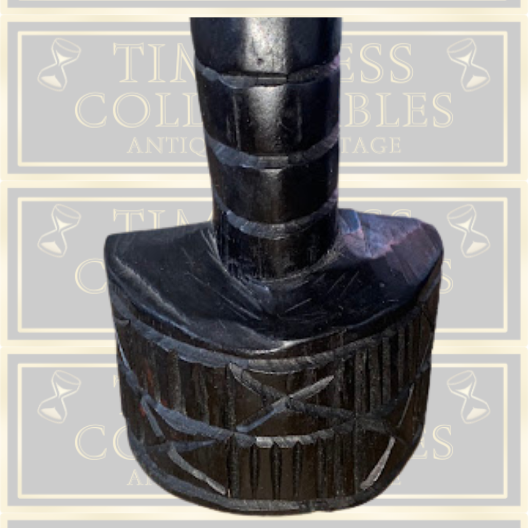 Vintage Hand Carved West African Tribal Head Figure