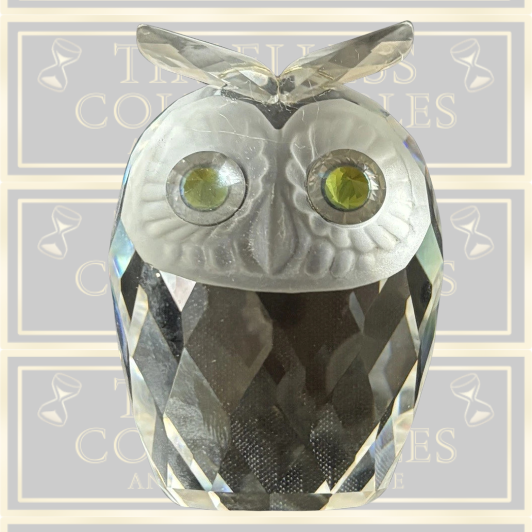Vintage Swarovski Crystal large green eyed owl