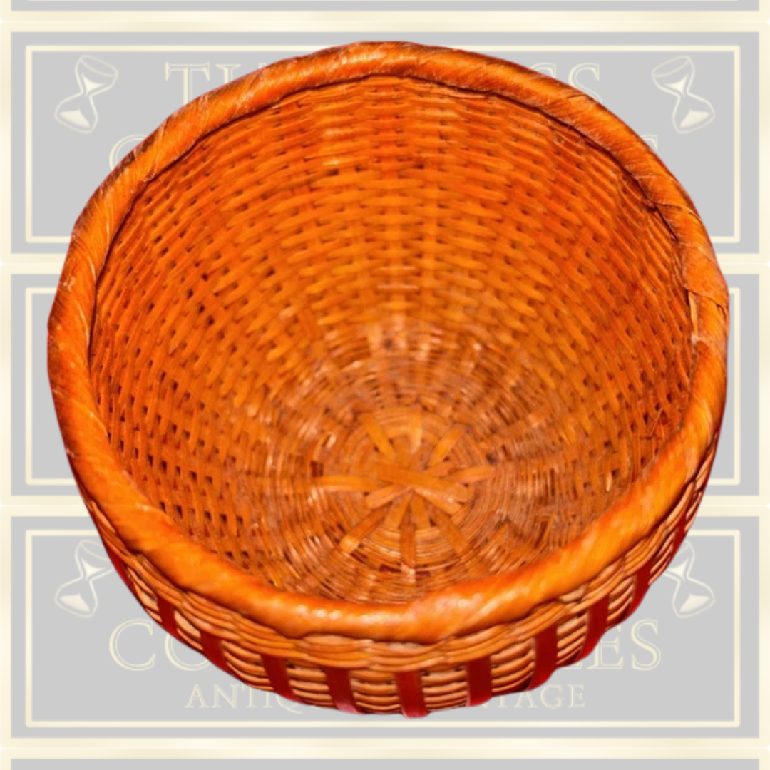 Vintage Woven Wicker Owl Lidded Basket