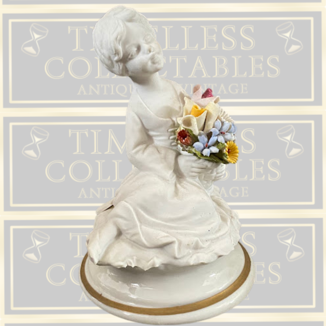 Vintage Capodimonte Marcolin Girl With Flowers