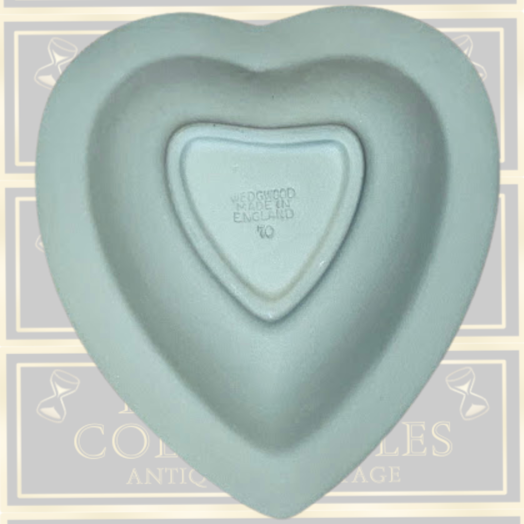 Vintage Sage Green Wedgwood JasperWare Heart-Shaped Trinket Dish