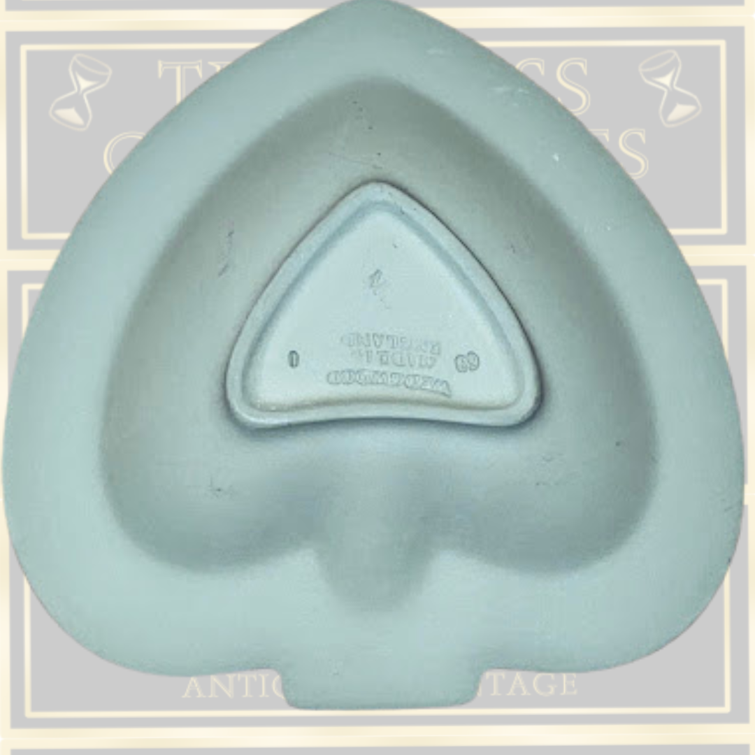 Vintage Wedgwood Green Jasperware Spade Shape Pin Dish