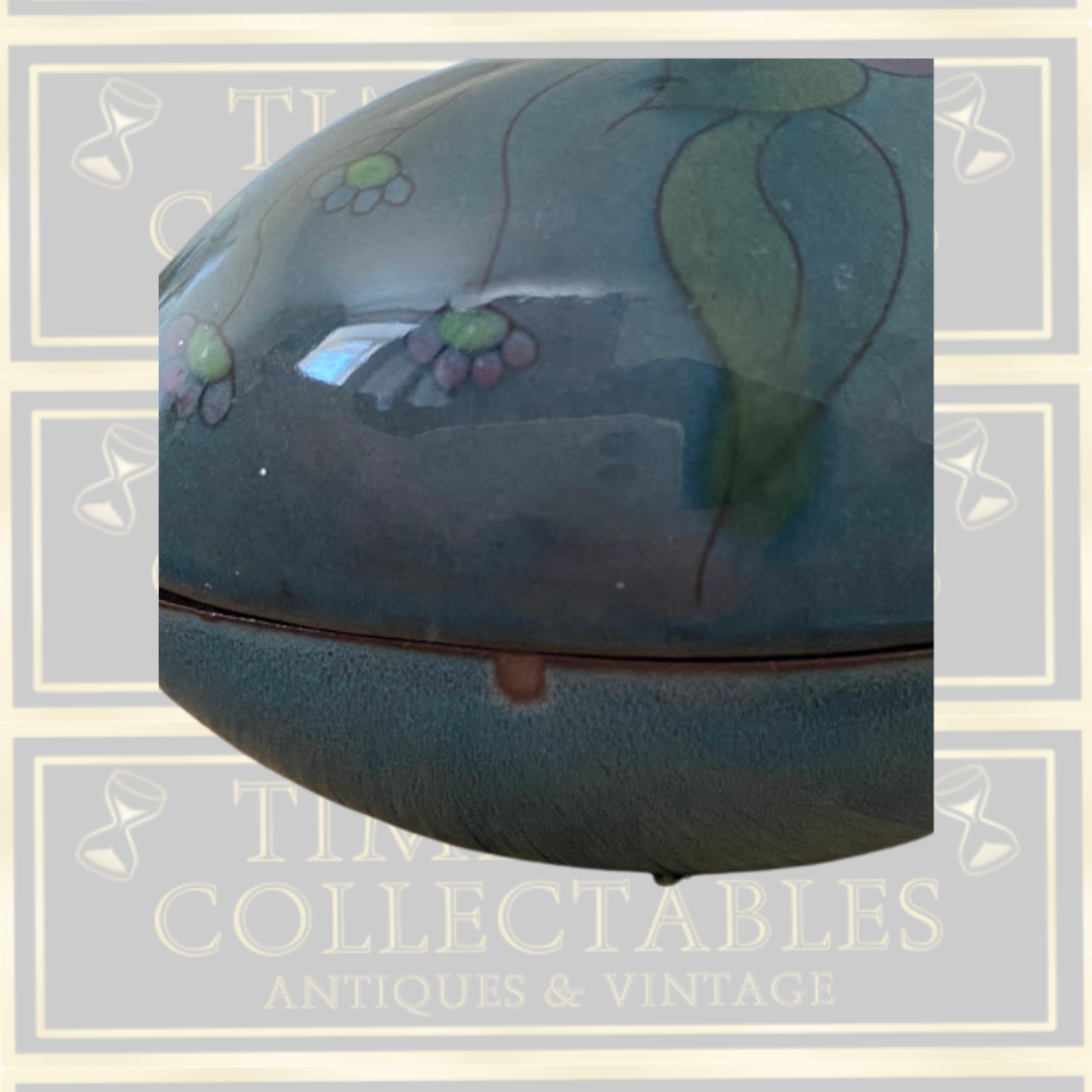 Vintage Moorcroft Floral Pottery Egg-Shaped Trinket