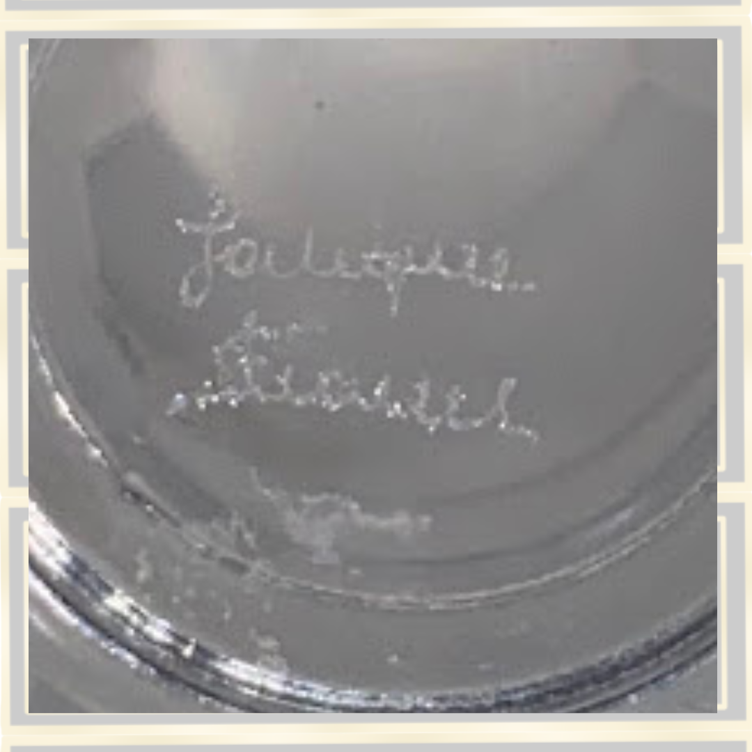 Vintage Lalique Clear & Frosted Crystal Finch Ring/Pin Tray