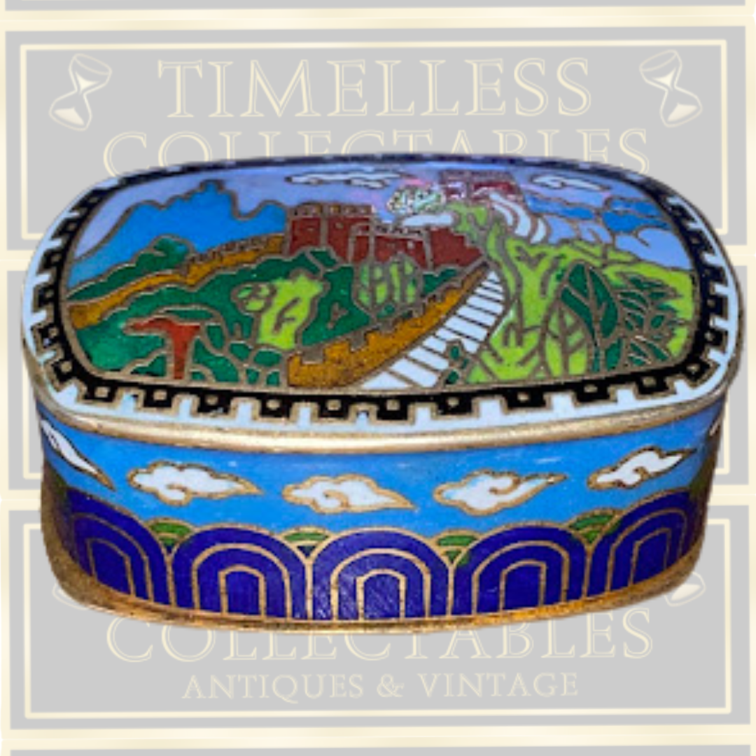 Vintage Cloisonne Trinket Box The Great Wall of China