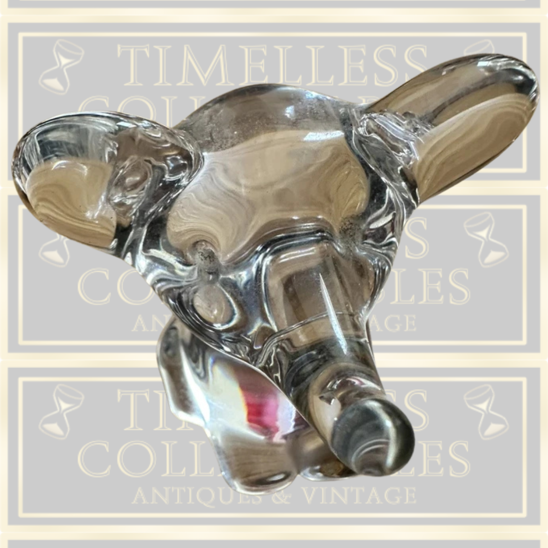 Vintage Daum France Signed Crystal Elephant Paperweight