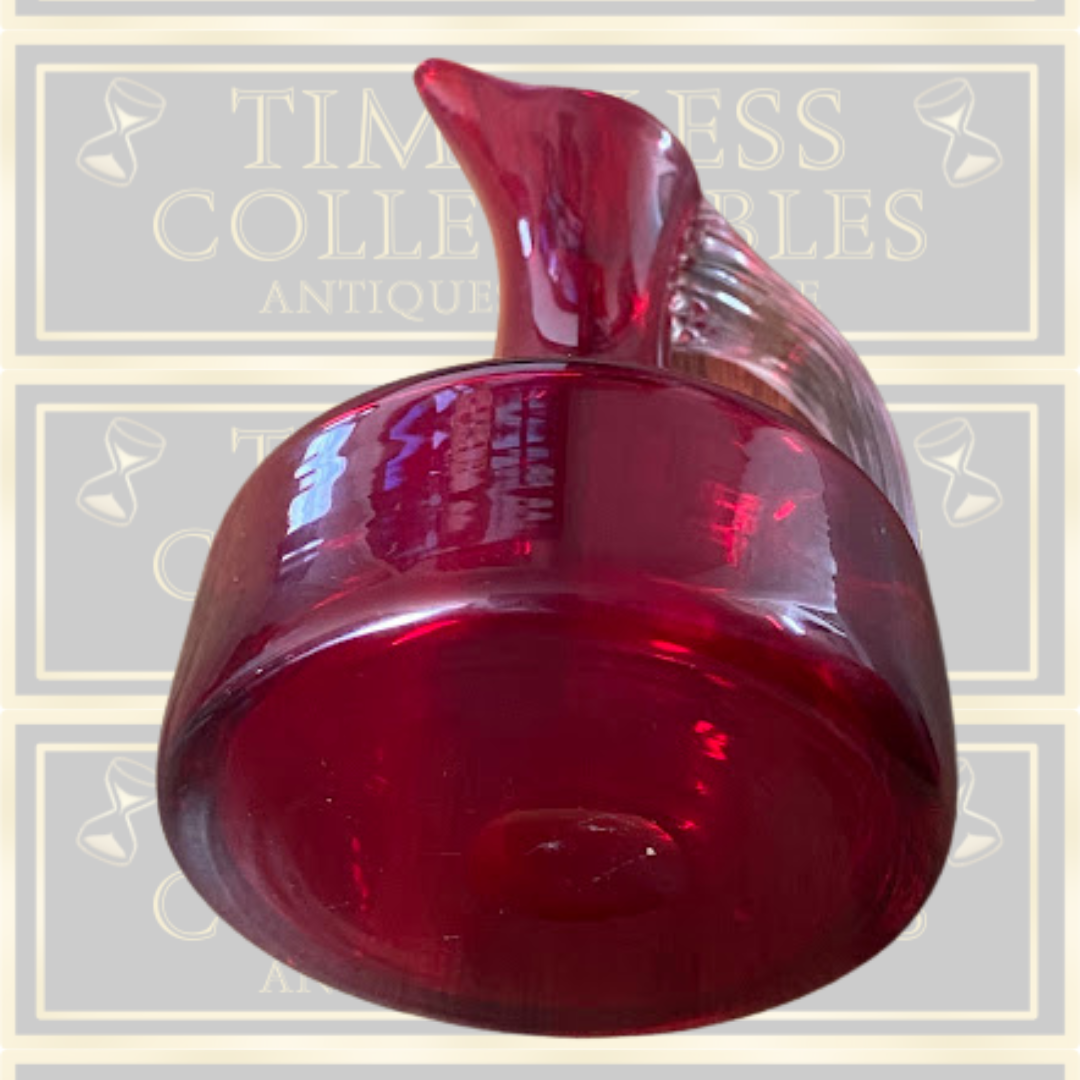 Vintage Whitefriars Ruby Red Sparrow Beaked Glass Jug