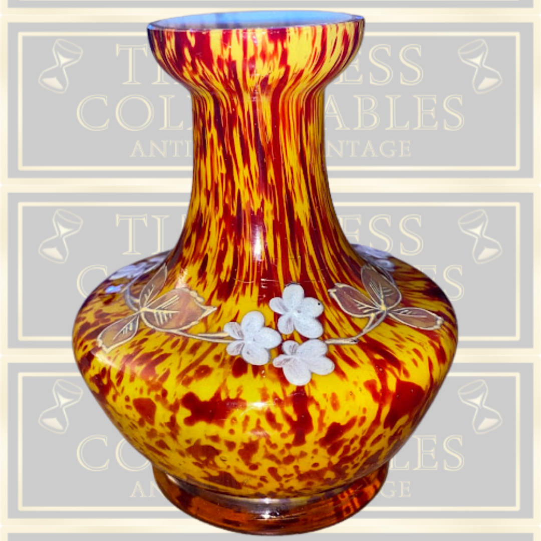 Antique Franz Welz Bohemian Art Glass Spatter Vase