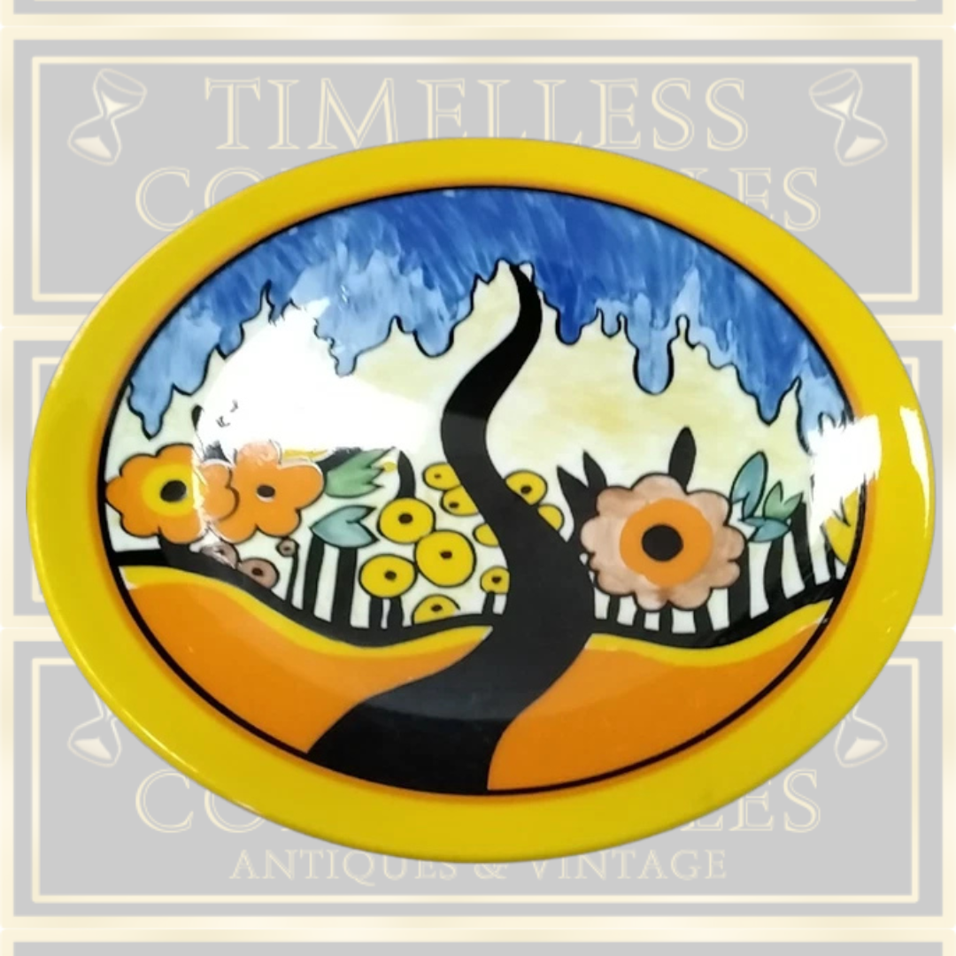 Vintage Wedgwood Clarice Cliff "Garden Blue" plate. The "Bizarre " Range