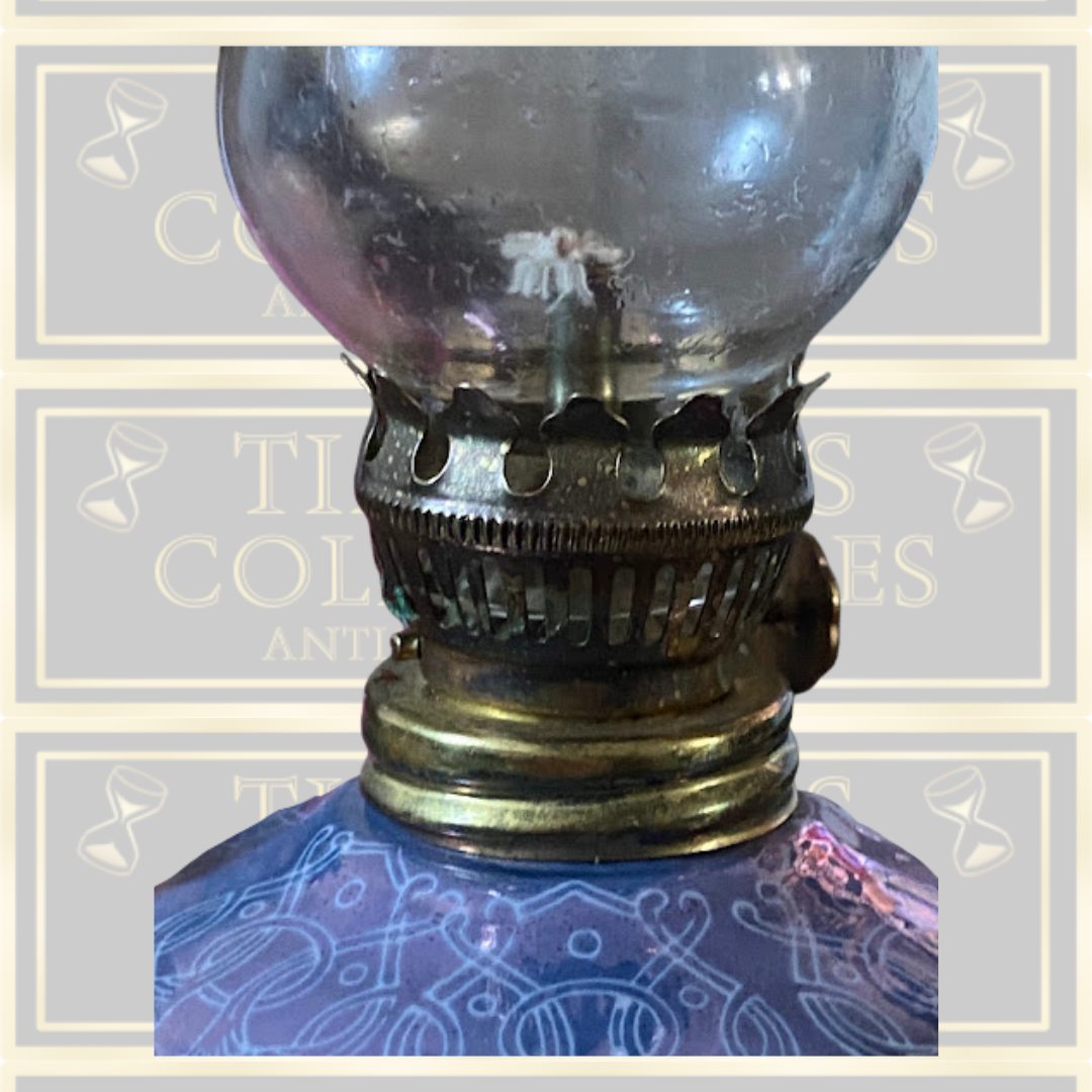 Vintage French Rococo Style Oil Lamp With Tulip Glass