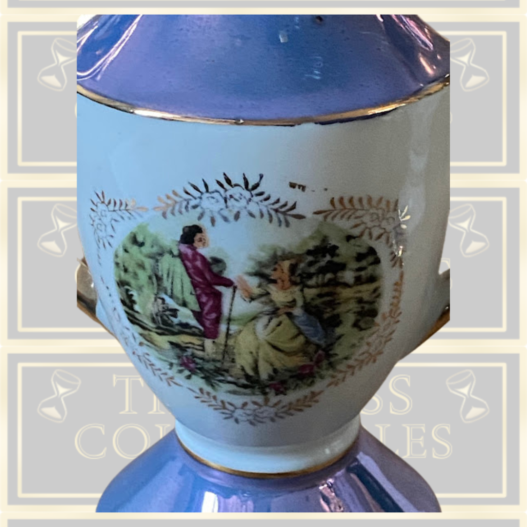 Vintage French Rococo Style Oil Lamp With Frosted Tulip Glass