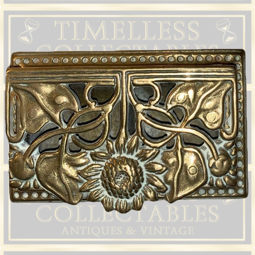 Vintage Bonze Art Nouveau Flower Design Stamp Holder
