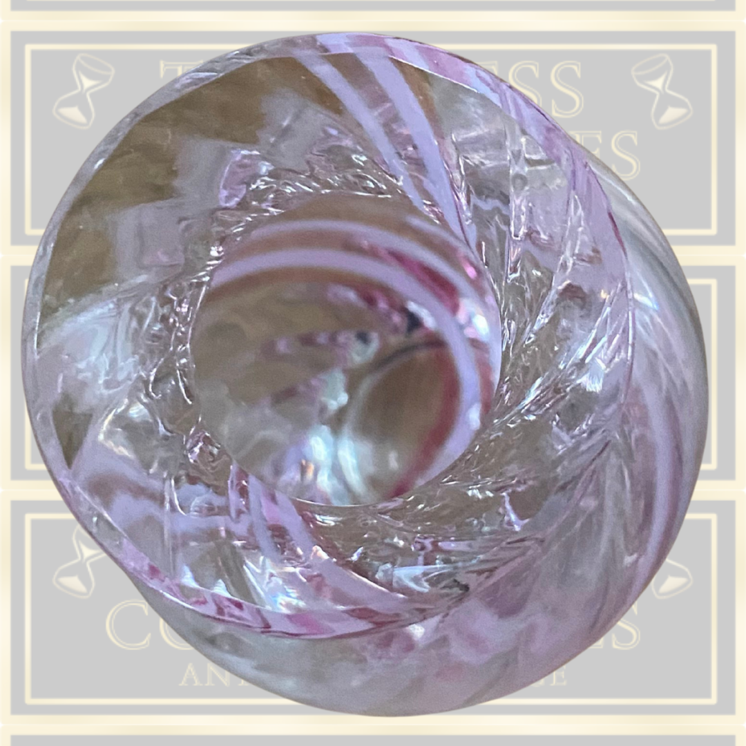 Handmade Caithness Crystal Glass Pink & White Swirl Vase