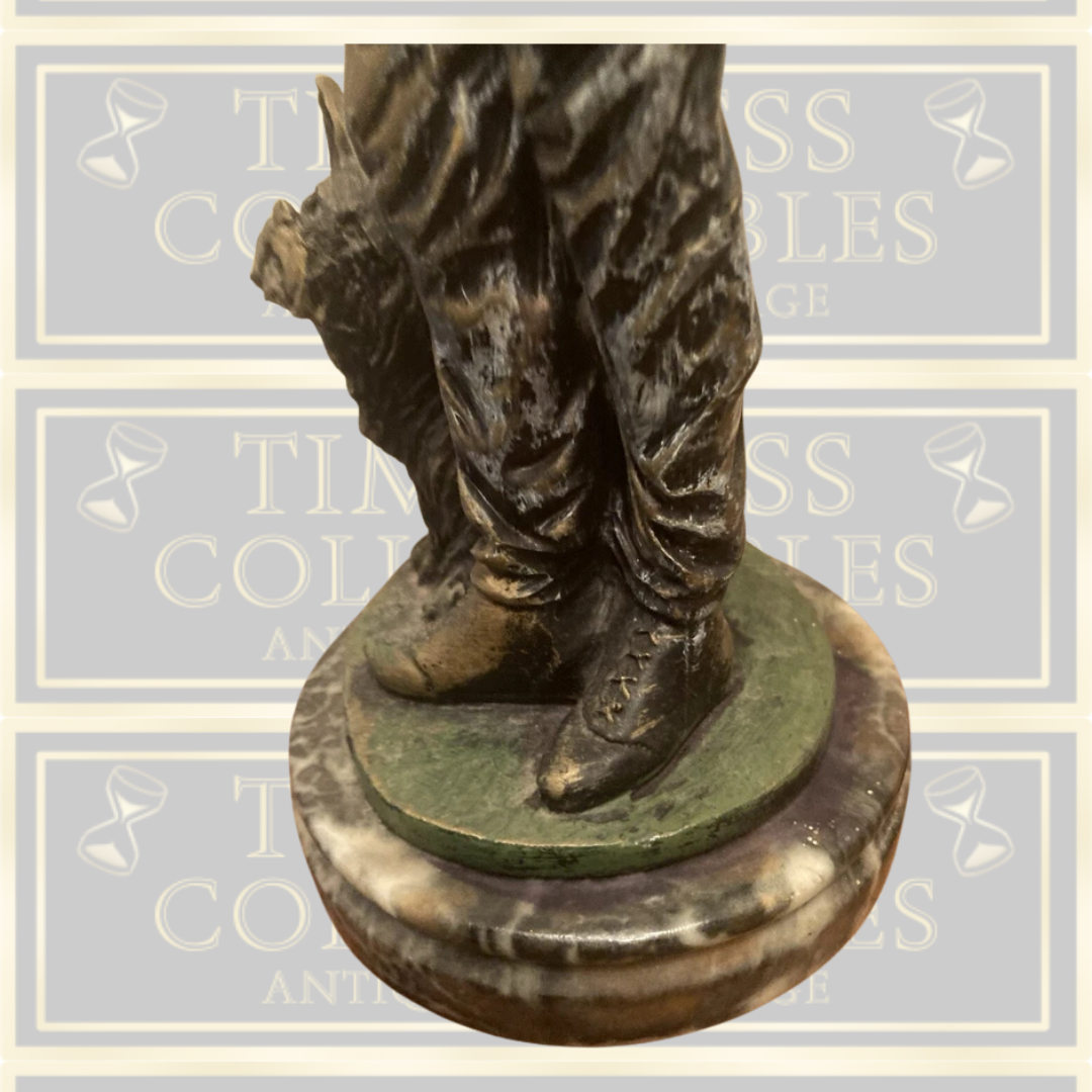 Vintage Cold Cast Figurine Of A Lady And A Terrier Dog