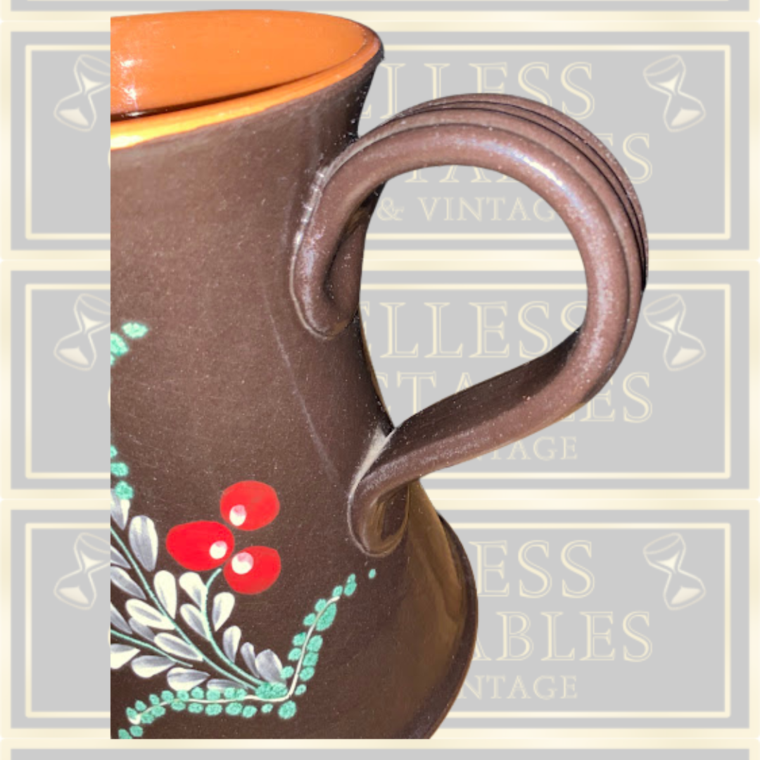 Vintage hand painted floral berries pitcher